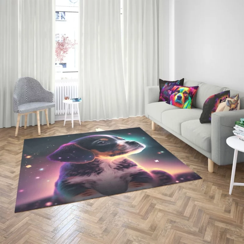 Space Backdrop Dog Painting Print Rug 2