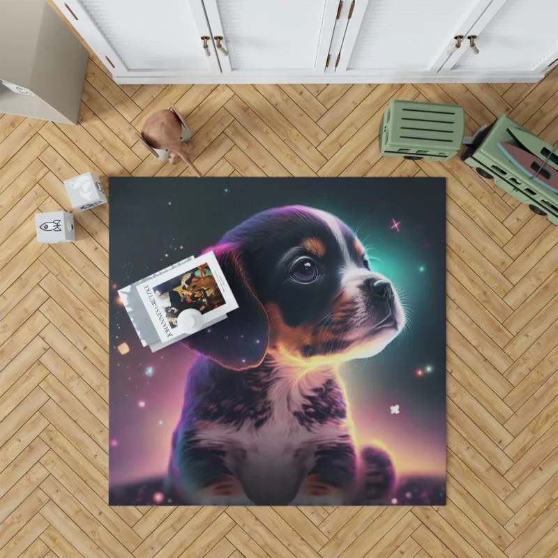 Space Backdrop Dog Painting Print Rug