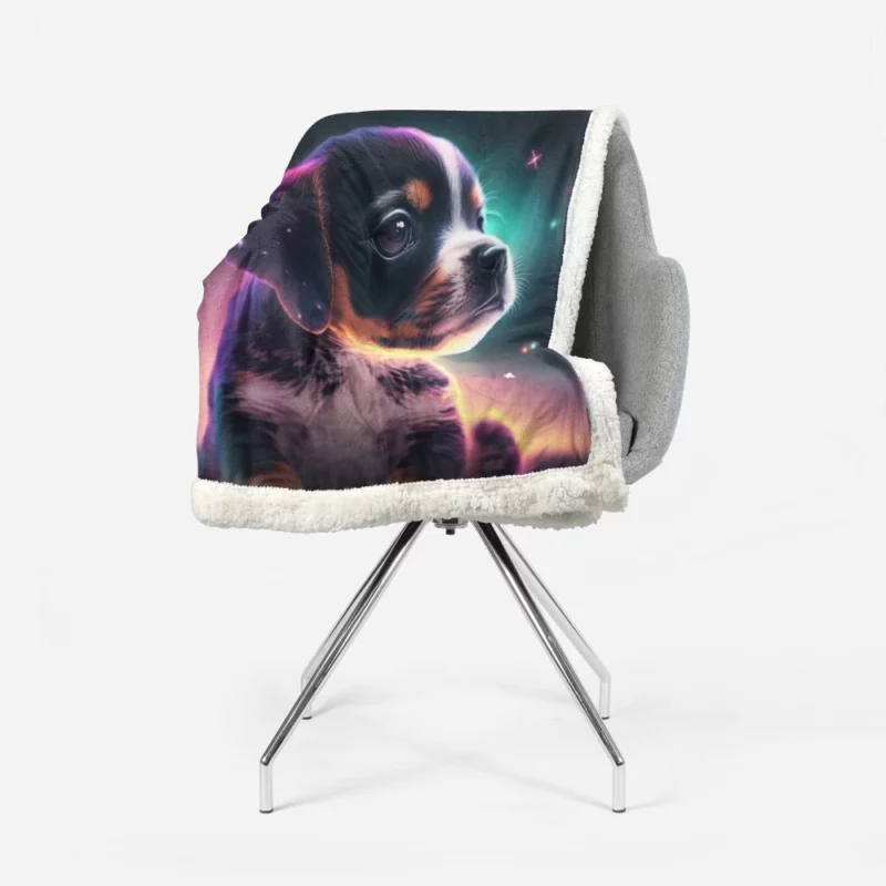 Space Backdrop Dog Painting Print Sherpa Fleece Blanket 1