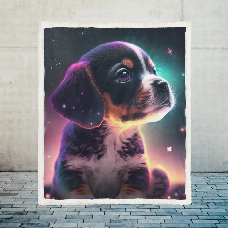 Space Backdrop Dog Painting Print Sherpa Fleece Blanket