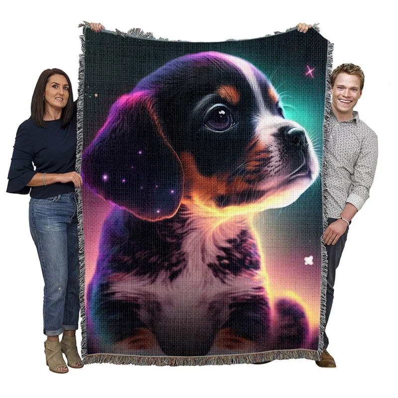 Space Backdrop Dog Painting Print Woven Blanket