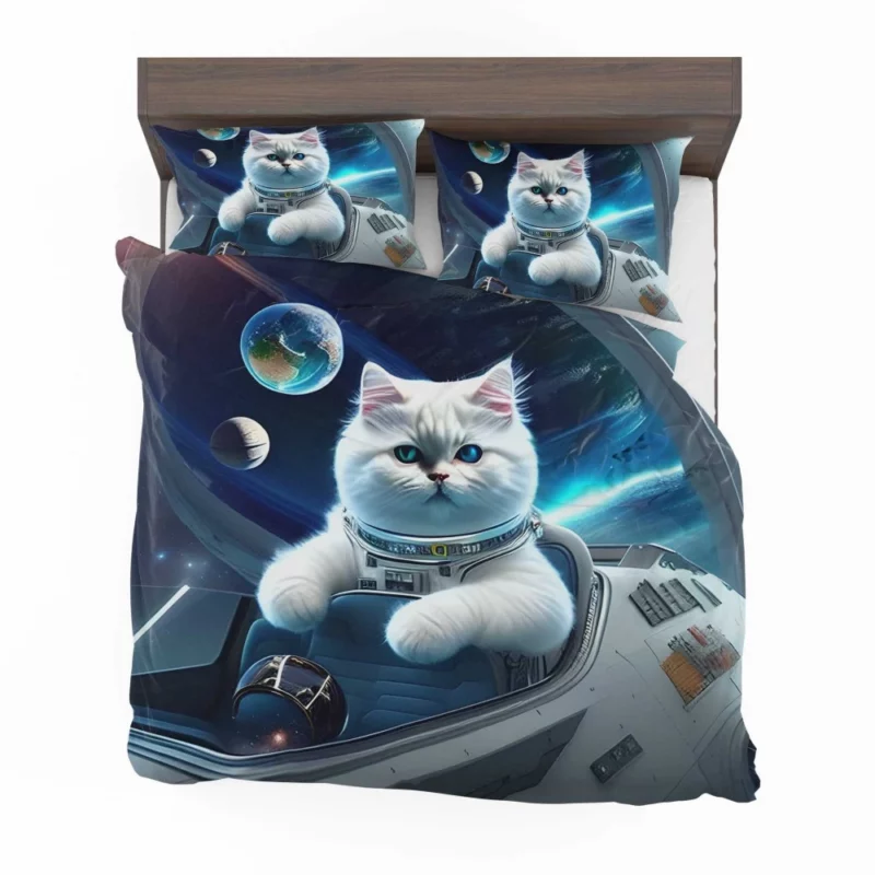 Space Ship Cat in a Space Suit Bedding Set 2