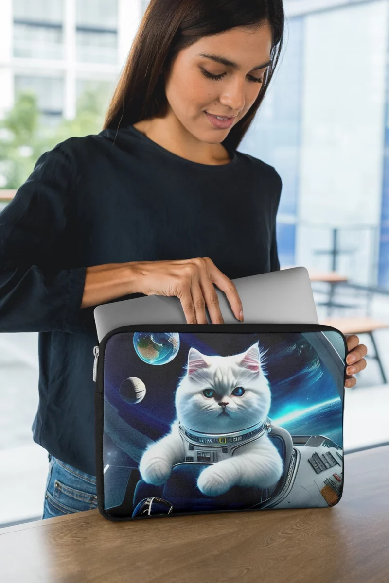 Space Ship Cat in a Space Suit Laptop Sleeve 1