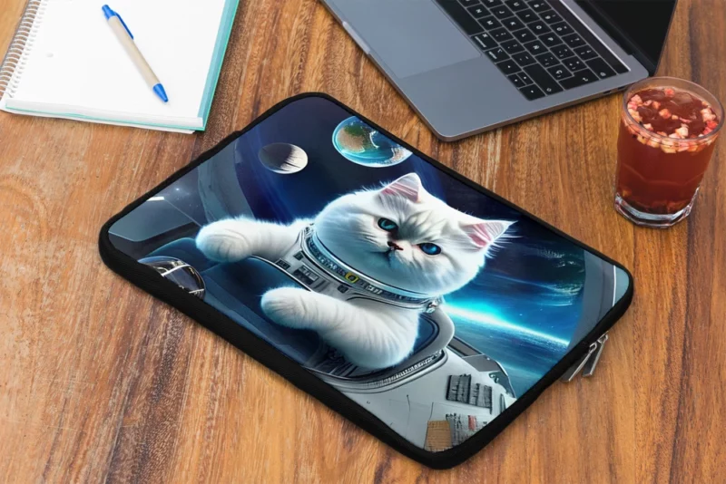 Space Ship Cat in a Space Suit Laptop Sleeve 2