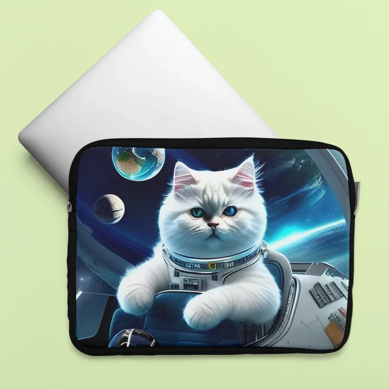 Space Ship Cat in a Space Suit Laptop Sleeve