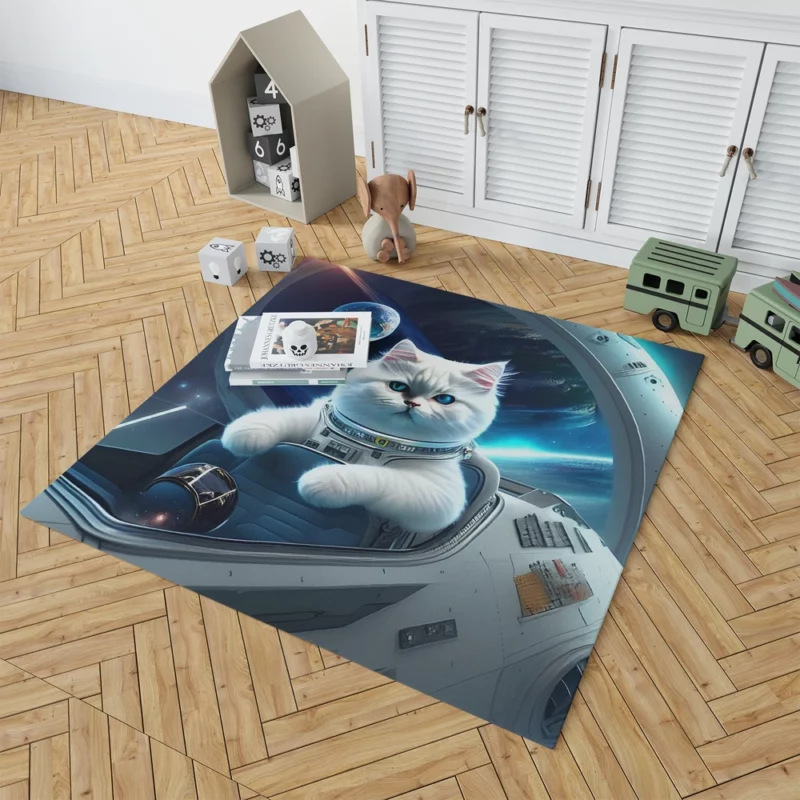 Space Ship Cat in a Space Suit Rug 1