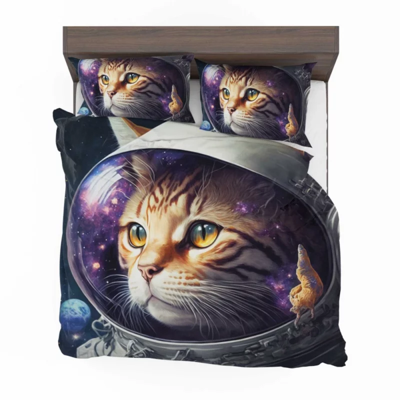 Space Suit Cat with a Space Ship Bedding Set 2