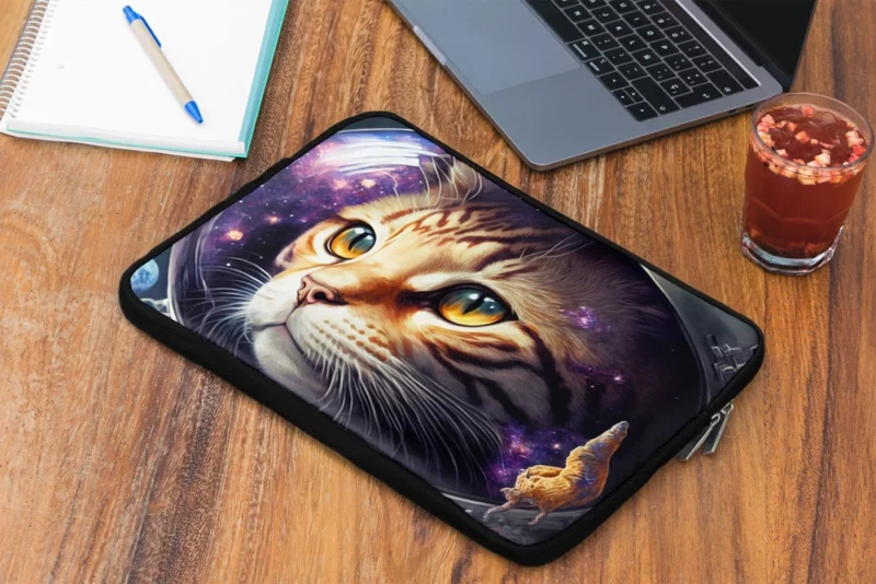 Space Suit Cat with a Space Ship Laptop Sleeve 2