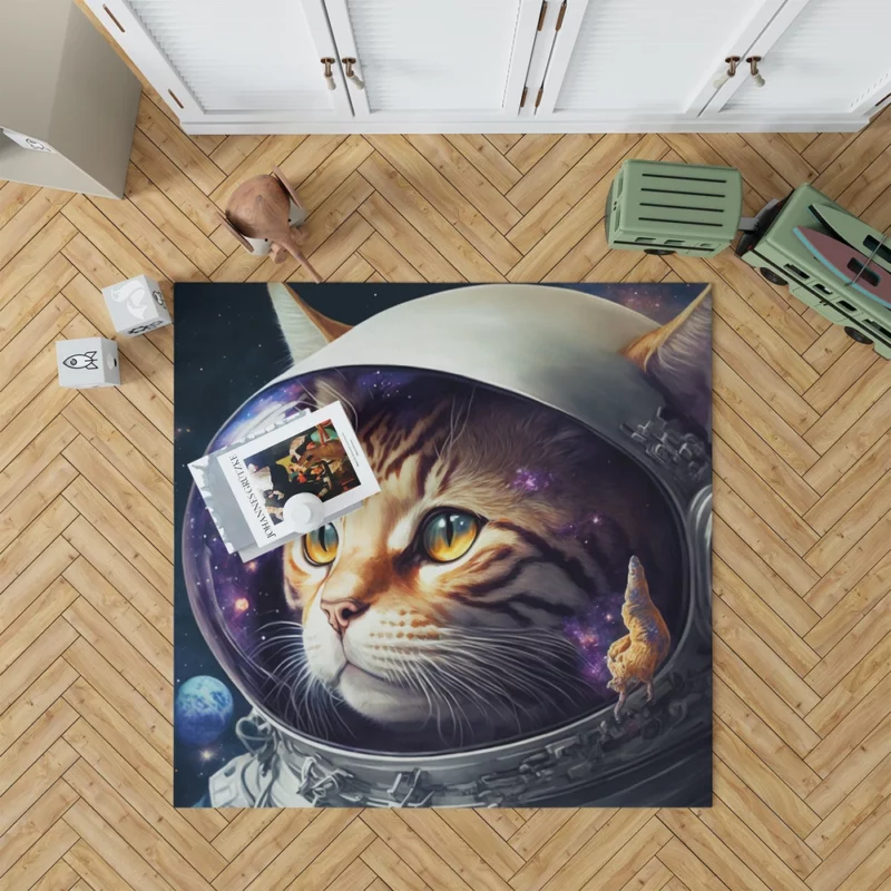 Space Suit Cat with a Space Ship Rug