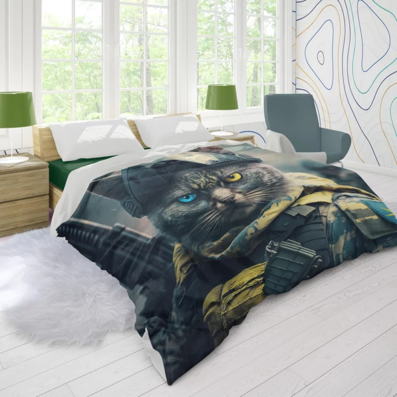 Special Forces Cat Portrait Duvet Cover