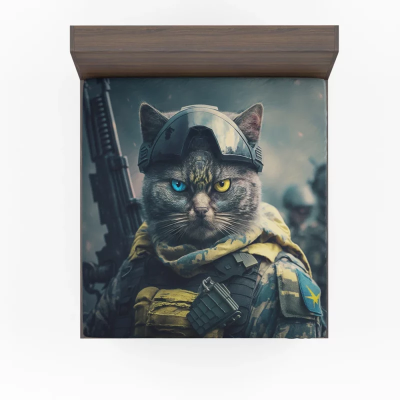 Special Forces Cat Portrait Fitted Sheet