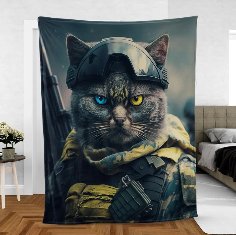 Special Forces Cat Portrait Fleece Blanket