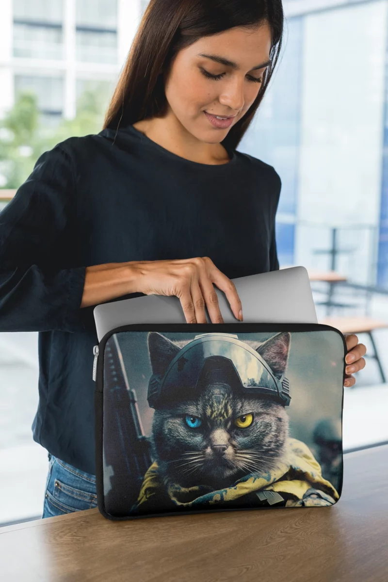 Special Forces Cat Portrait Laptop Sleeve 1