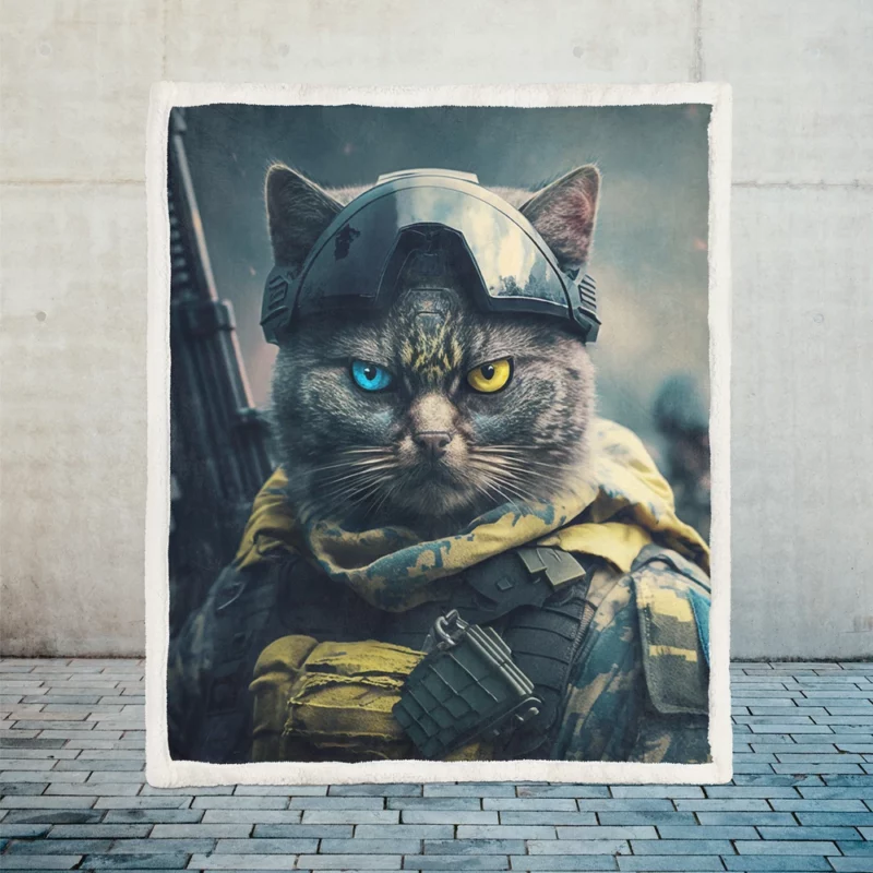 Special Forces Cat Portrait Sherpa Fleece Blanket