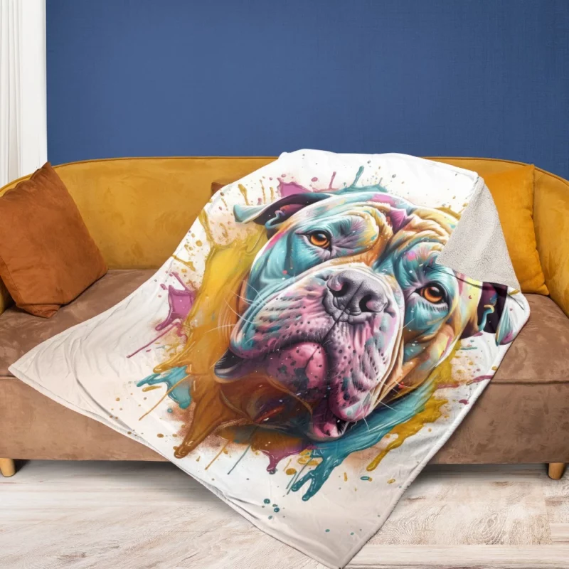 Splash Art Dog Print Fleece Blanket 1