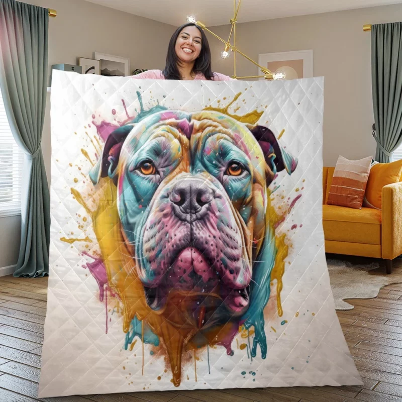Splash Art Dog Print Quilt Blanket