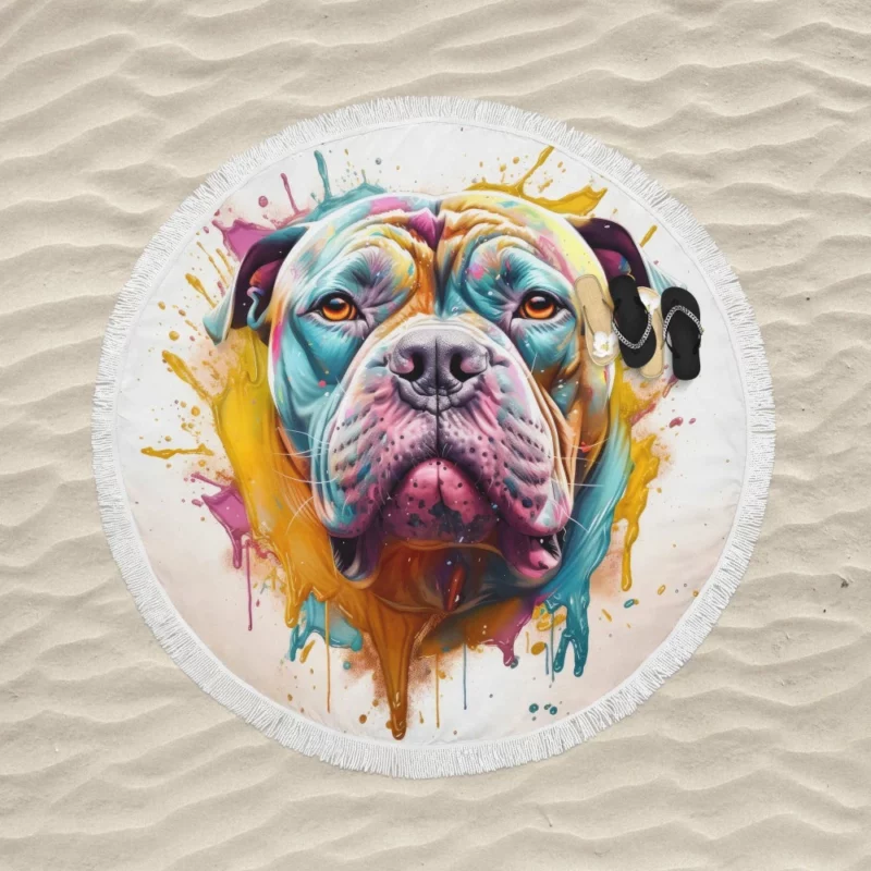 Splash Art Dog Print Round Beach Towel