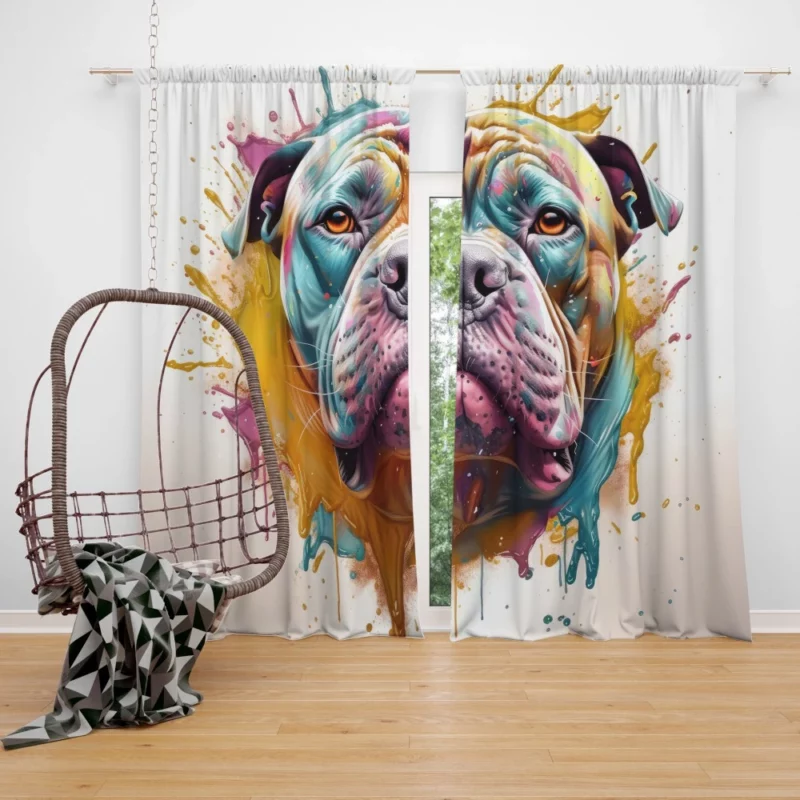 Splash Art Dog Print Window Curtain