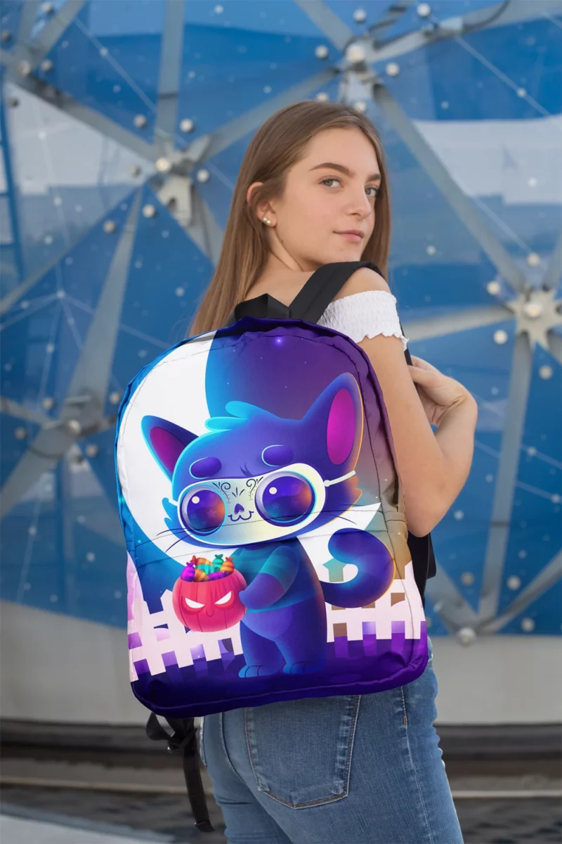 Spooky Halloween Cat Illustration Backpack 2