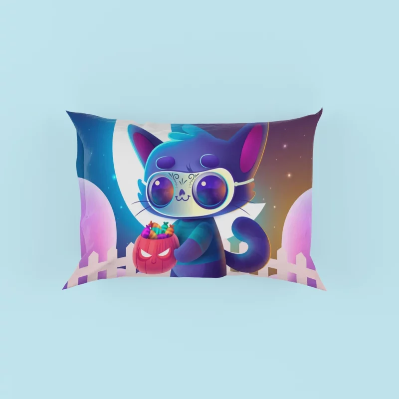 Spooky Halloween Cat Illustration Pillow Cases