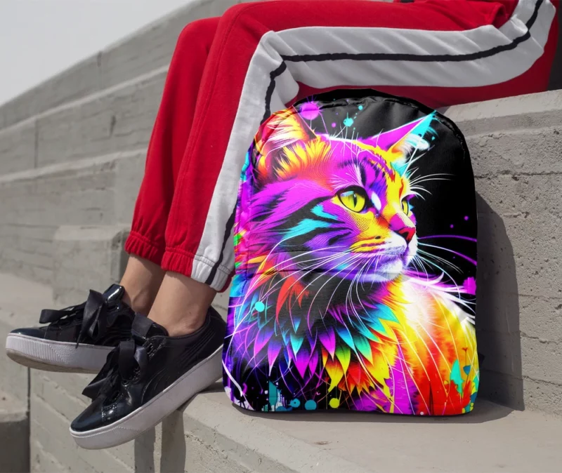 Spray Painted Cat Abstraction Backpack 1