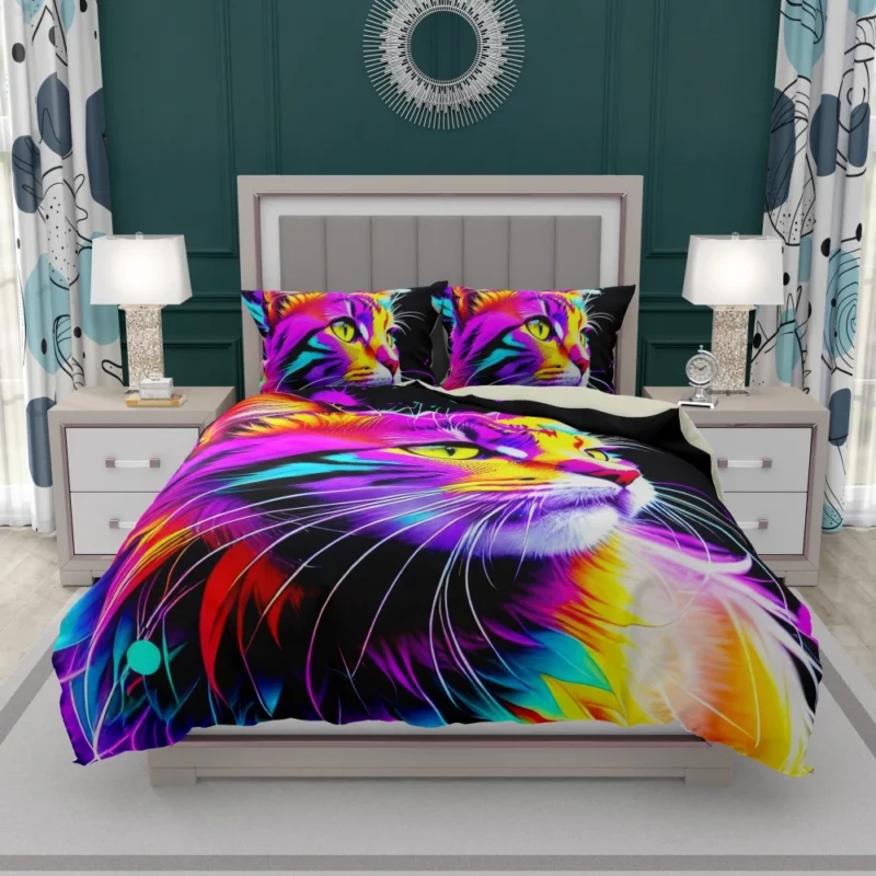 Spray Painted Cat Abstraction Bedding Set 1