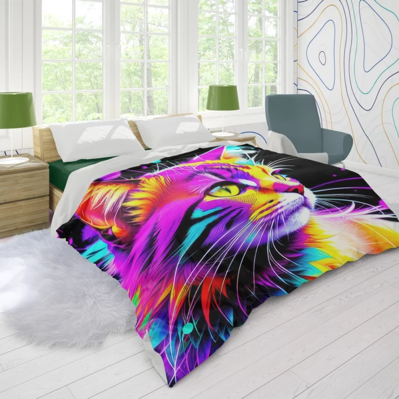 Spray Painted Cat Abstraction Duvet Cover