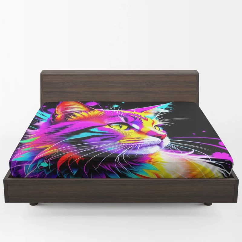 Spray Painted Cat Abstraction Fitted Sheet 1