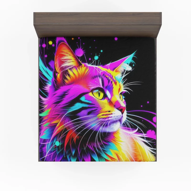 Spray Painted Cat Abstraction Fitted Sheet