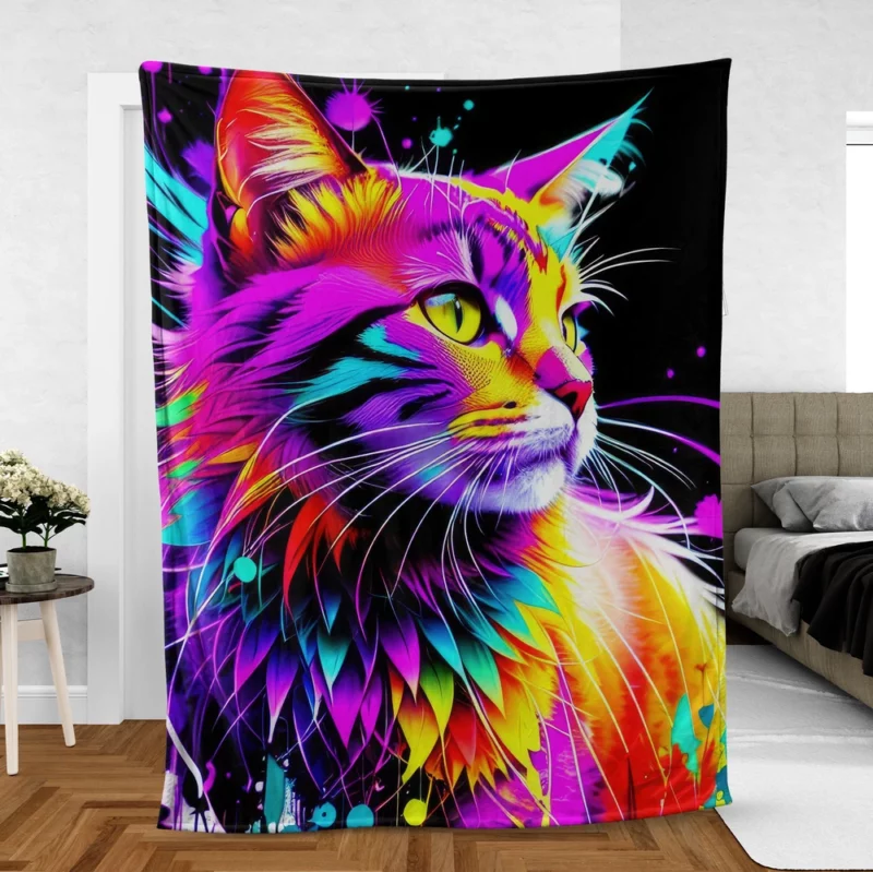 Spray Painted Cat Abstraction Fleece Blanket