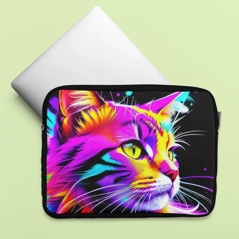 Spray Painted Cat Abstraction Laptop Sleeve