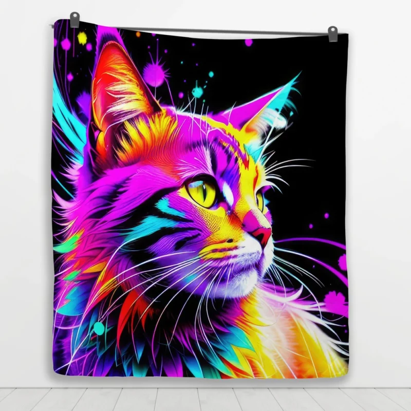 Spray Painted Cat Abstraction Quilt Blanket 1