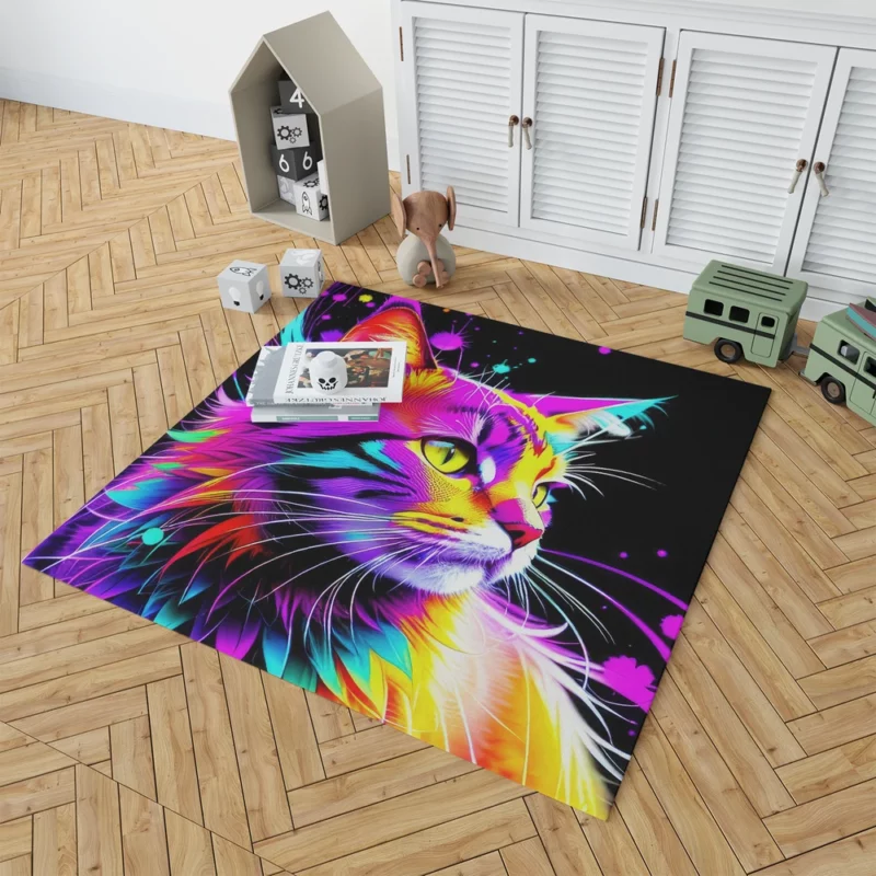 Spray Painted Cat Abstraction Rug 1