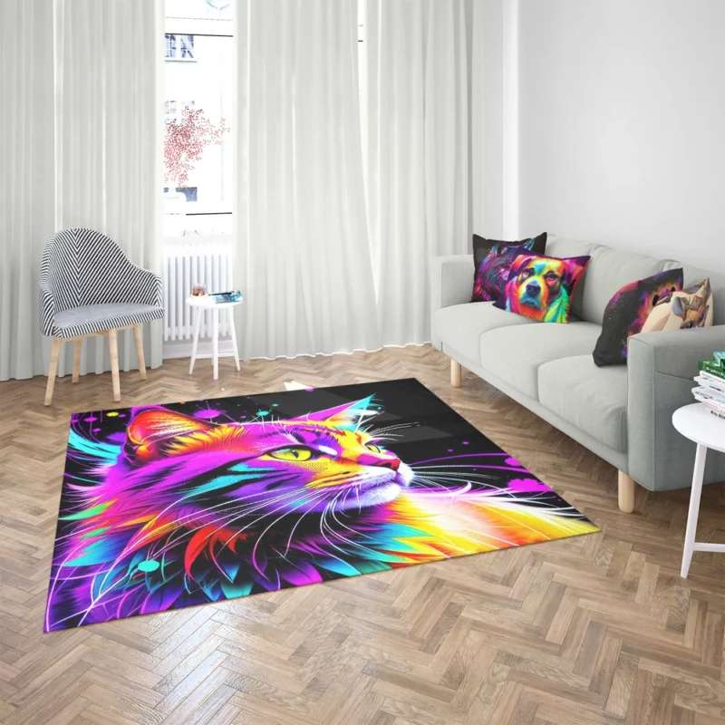 Spray Painted Cat Abstraction Rug 2