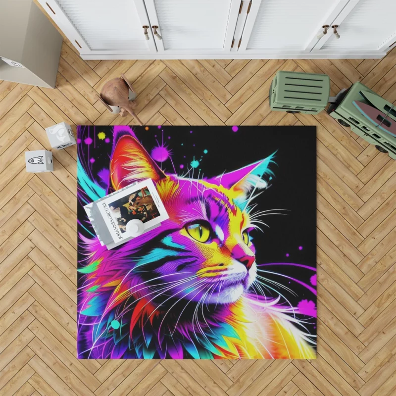 Spray Painted Cat Abstraction Rug