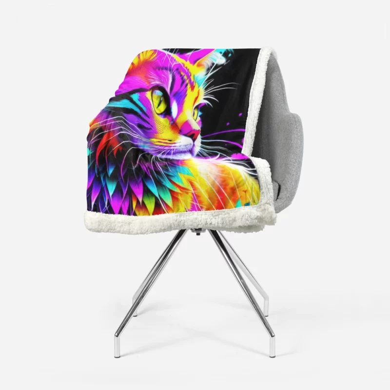 Spray Painted Cat Abstraction Sherpa Fleece Blanket 1