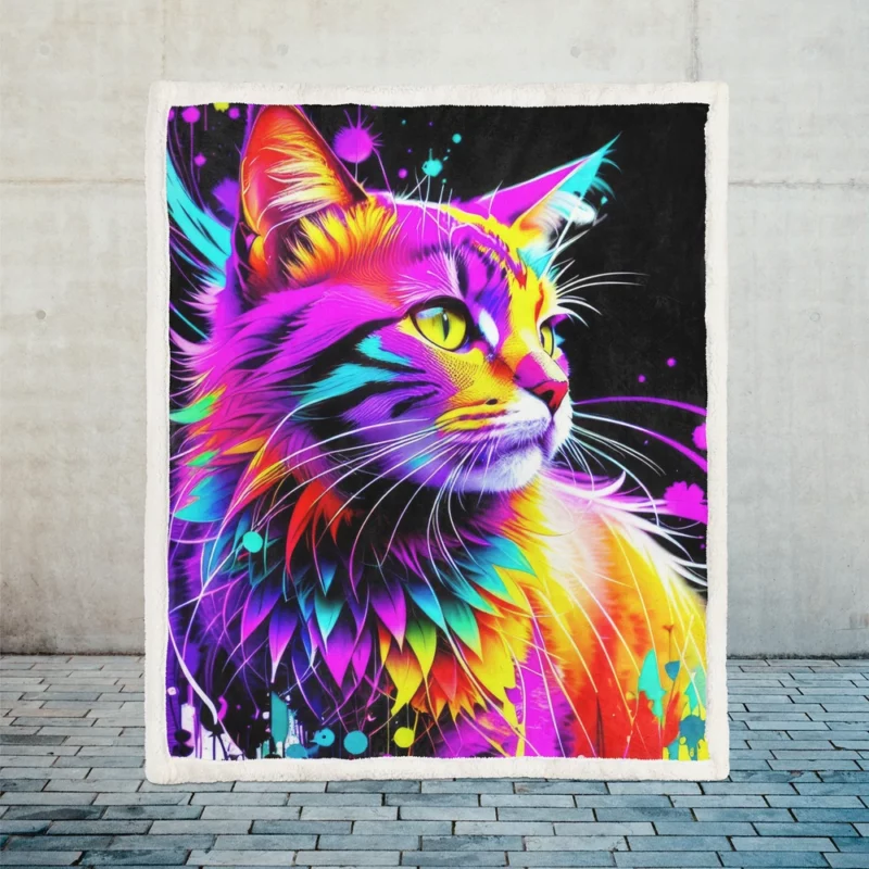 Spray Painted Cat Abstraction Sherpa Fleece Blanket