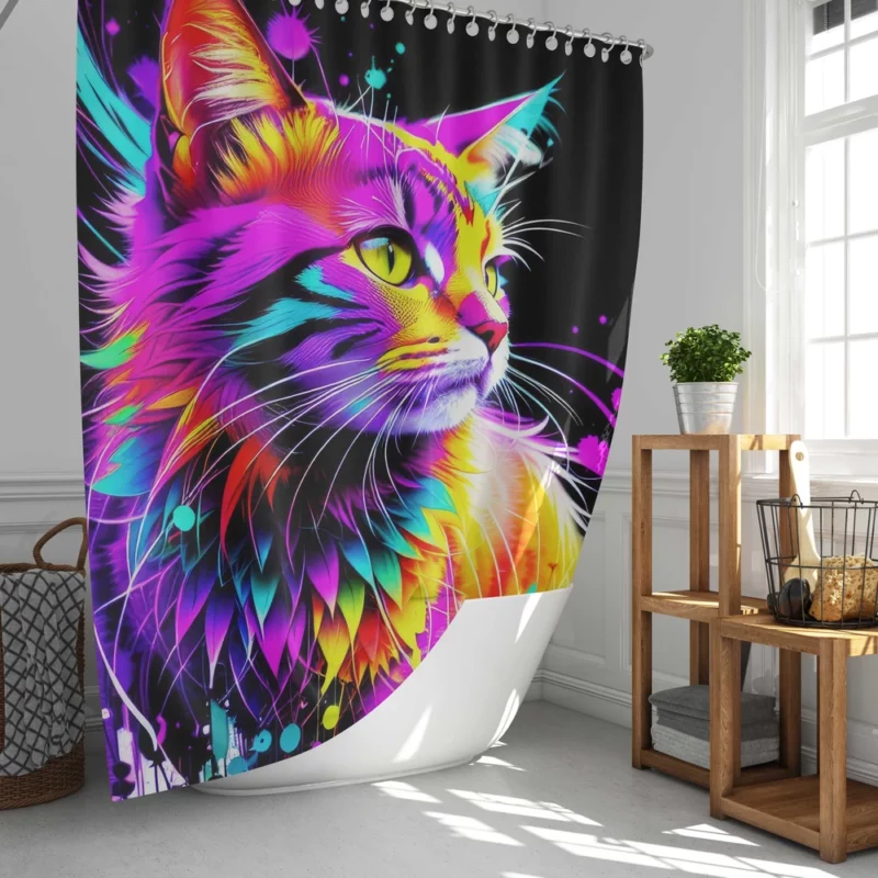 Spray Painted Cat Abstraction Shower Curtain