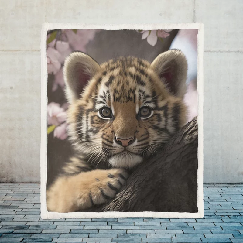 Springtime Baby Tiger Sherpa Fleece Blanket