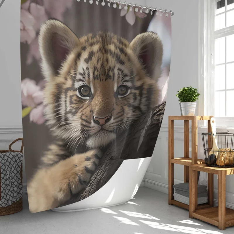 Springtime Baby Tiger Shower Curtain