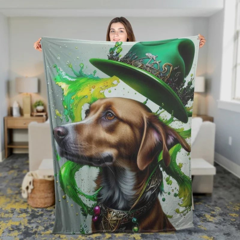St. Patrick's Day Dog Print Fleece Blanket 2