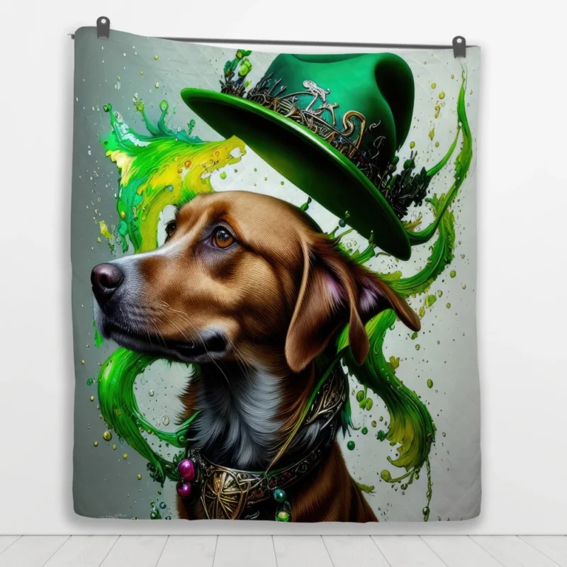 St. Patrick's Day Dog Print Quilt Blanket 1