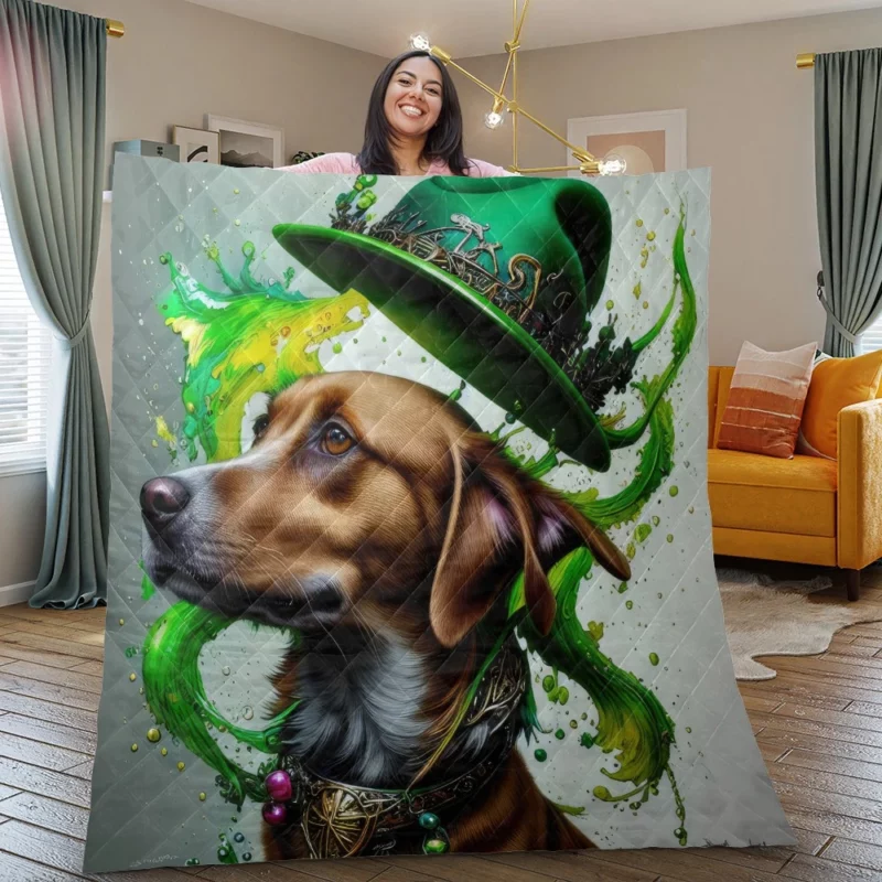 St. Patrick's Day Dog Print Quilt Blanket