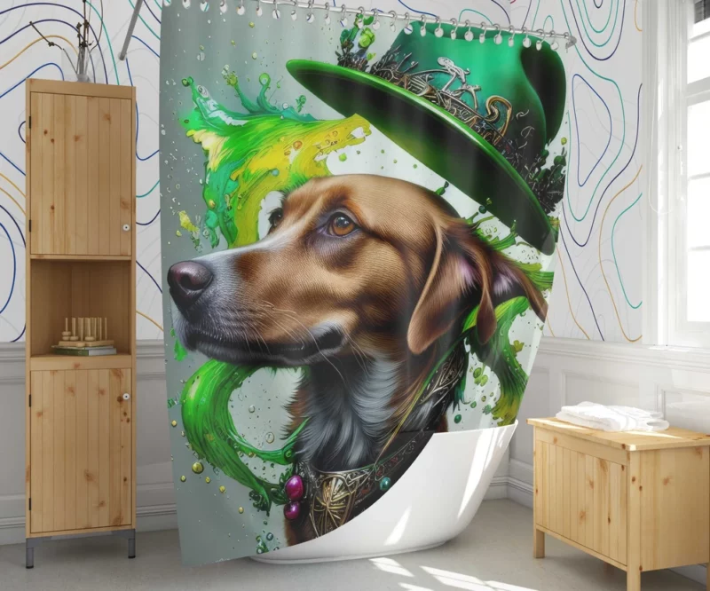 St. Patrick's Day Dog Print Shower Curtain 1