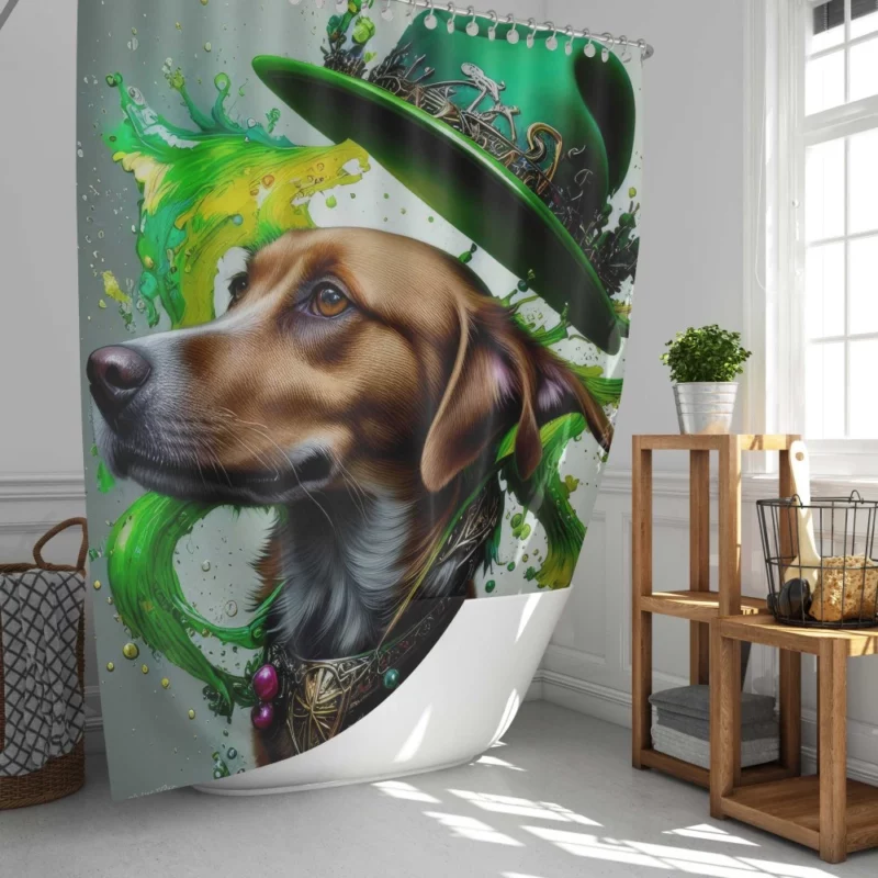 St. Patrick's Day Dog Print Shower Curtain