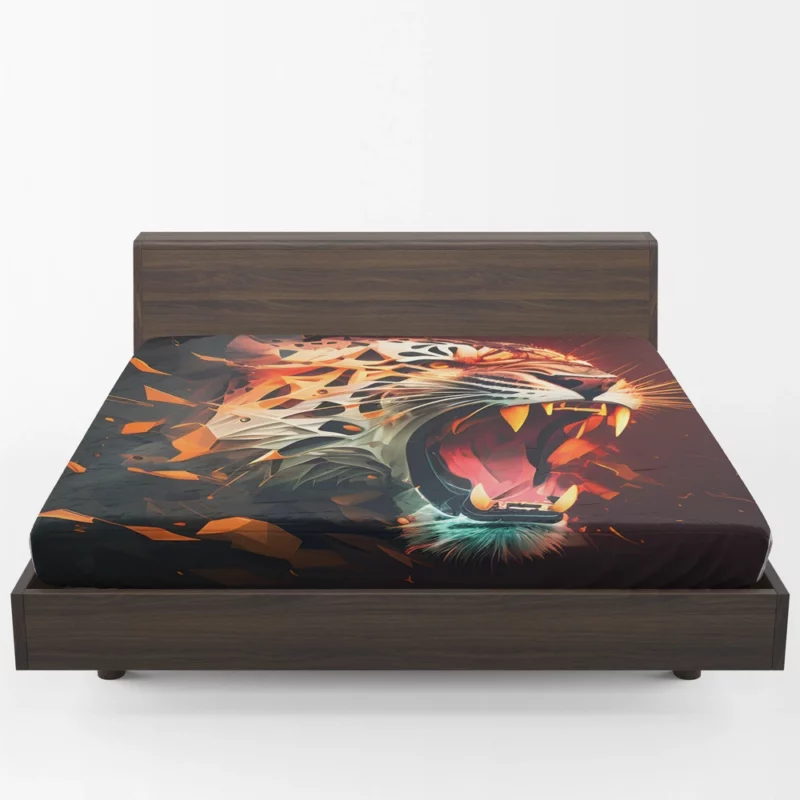 Striking Tiger on Black & Red Fitted Sheet 1