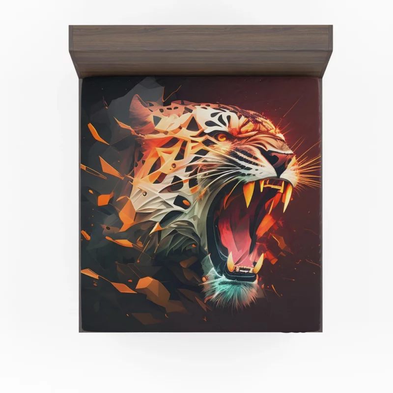 Striking Tiger on Black & Red Fitted Sheet