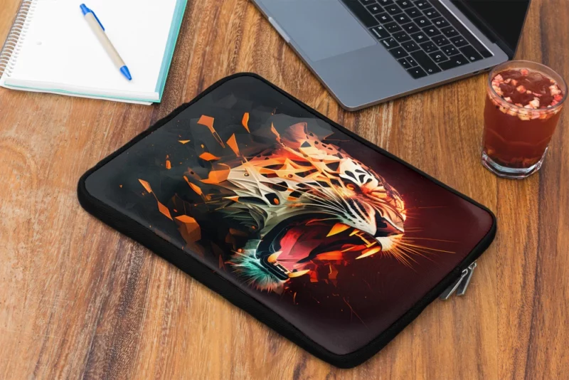 Striking Tiger on Black & Red Laptop Sleeve 2