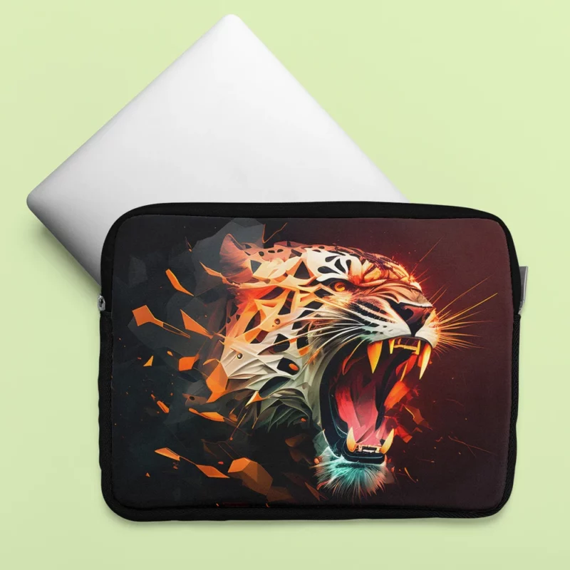 Striking Tiger on Black & Red Laptop Sleeve