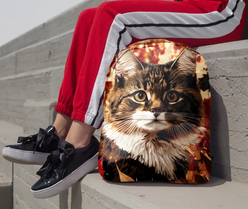 Striped Cat in the Leaves Backpack 1